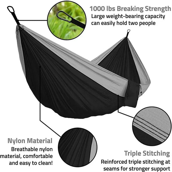 Camping Hammock with 118Inx118In Rain Fly Tarp Portable & Lightweight Nylon Parachute Indoor Outdoor Backpacking Travel,Camping